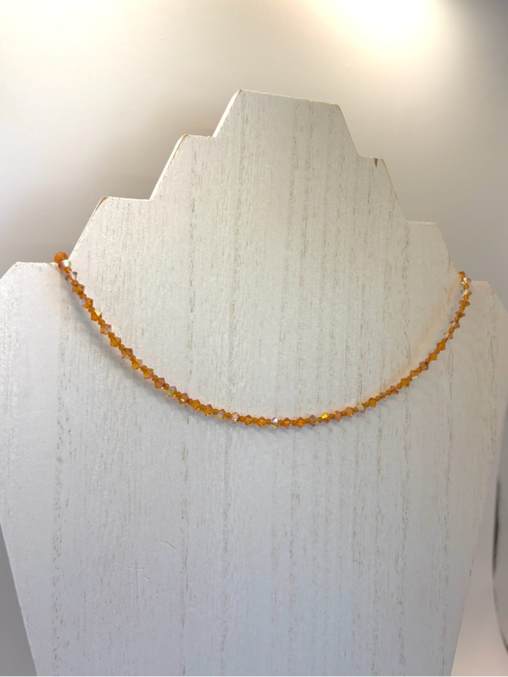 Delicate Amber Swarovski Crystal Beaded Necklace - Women's Jewelry